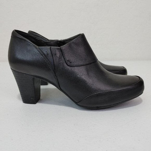 Clarks Bendables Ankle Leather Booties Black Size 8.5 - Picture 2 of 11